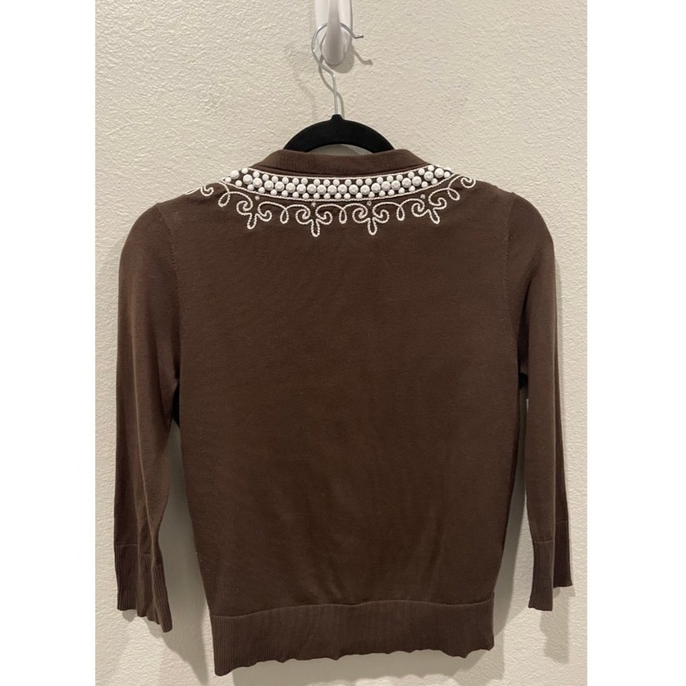 KATE SPADE Beaded Brown Cardigan - Picture 3 of 7
